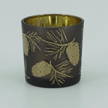 votive-pineapple-brown-glass-glitter -7x8 cm