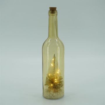 Fles kerstboom goud 10 led