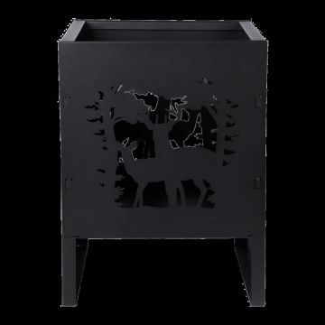 FF484  Vierkante Vuurkorf met Herten