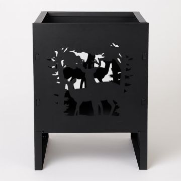 FF484  Vierkante Vuurkorf met Herten