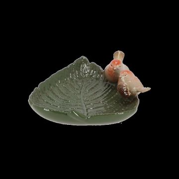 FB561 Keramiek bladvormig vogelbad met vogels