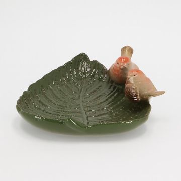 FB561 Keramiek bladvormig vogelbad met vogels