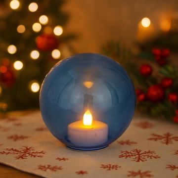 Kerstbal ledkaars blauw