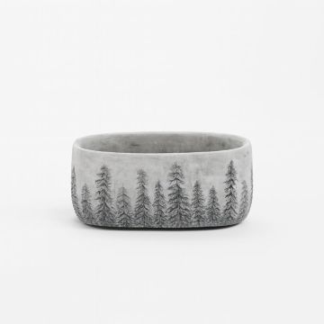 Ovale Schaal Beton met Denebomen Ø 25 cm